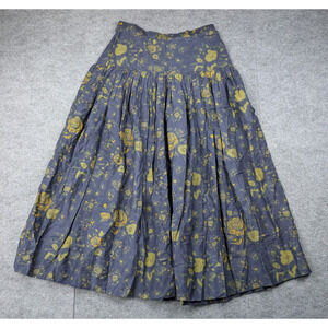 Billy Reid Midi Skirt Womens 4 Cotton Silk Boho Floral Quiet Luxury Cottage Art